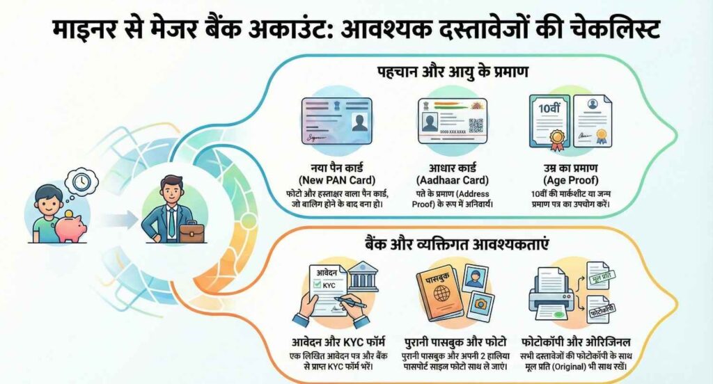माइनर से मेजर अकाउंट करने के लिए जरुरी दस्तावेज